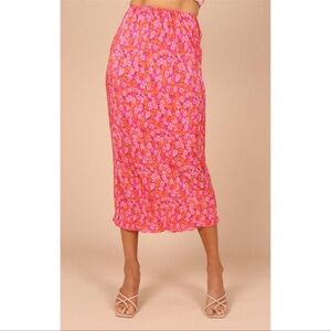 Petal and Pup Minelli hot pink Pleated midi skirt NWT